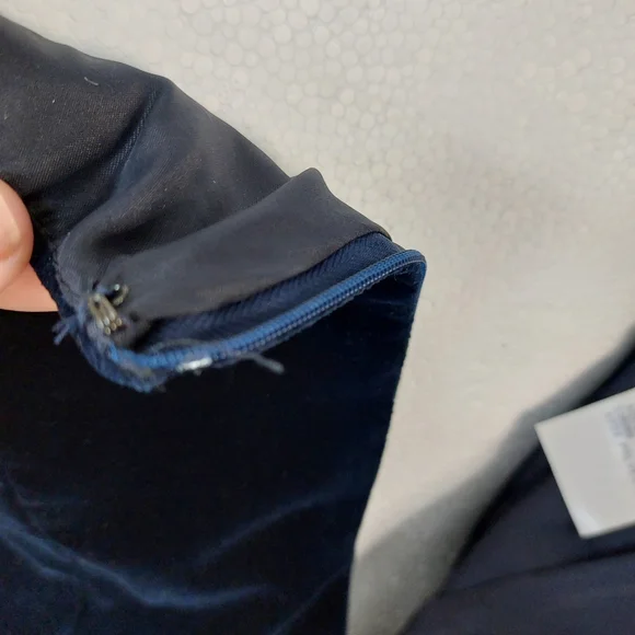 Vintage Gina Bacconi Velvet Dress Off Shoulder Fit & Flare Size 12 Navy Occasion - Picture 5 of 14